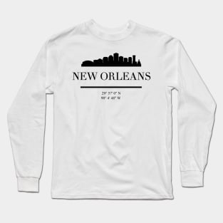 NEW ORLEANS LOUISIANA BLACK SILHOUETTE SKYLINE ART Long Sleeve T-Shirt